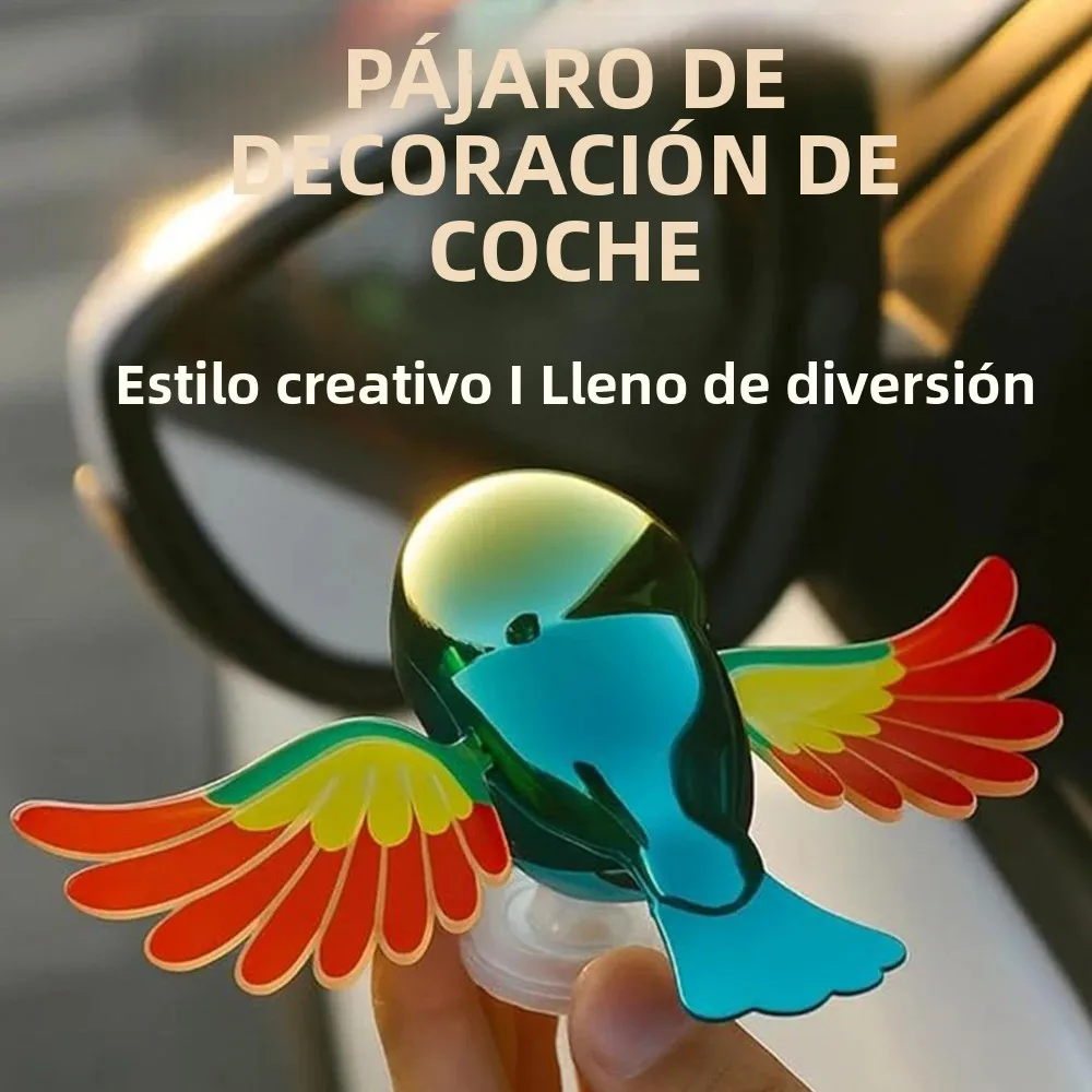 Decoración colorida del coche del pájaro de la ala batiente activada por el viento, adorno exterior del coche de la novedad, linda decoración de la vespa eléctrica - imagen 2