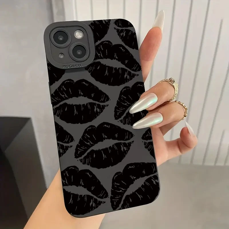 Funda de teléfono con estampado de labios para iPhone, carcasa trasera de silicona a prueba de golpes para modelos 16, 15, 14, 13, 12, 11 Pro Max, XS, XR, 7, 8 Plus, SE 2020, 12 Mini - imagen 2