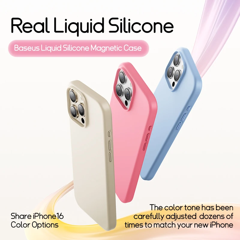 Funda magnética de silicona líquida Baseus para iPhone 16 15 Pro Max Plus para carga inalámbrica MagSafe cubierta suave y agradable para la piel - imagen 3