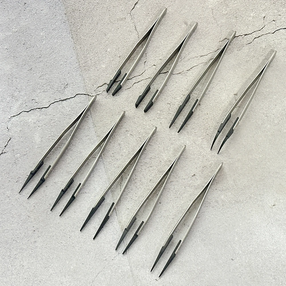 Pinzas de plástico antiestáticas LEFAVOR, pinzas de repuesto industriales de acero inoxidable, pinzas blancas con punta recta/curva aislada - imagen 4