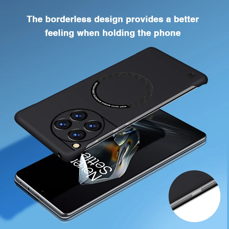 Funda de teléfono con soporte magnético para coche sin marco para OnePlus 12 12R 5G, funda trasera de protección para cámara de PC dura de lujo Original de alta calidad - imagen 4