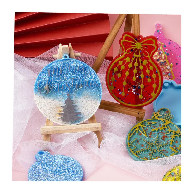 Bola de Navidad molde de silicona llavero colgante resina epoxi artesanía molde de silicona caramelo Chocolate joyería de Navidad fabricación de colgantes molde - imagen 2