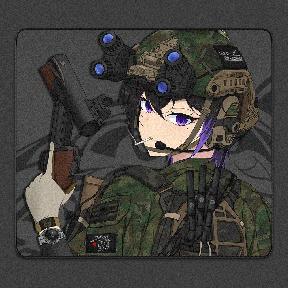 Alfombrilla de ratón táctica militar Anime Girl Balance Gaming, alfombrilla de ratón profesional con superficie impermeable para deportes electrónicos, alfombrilla de ratón de 45x40cm - imagen 2
