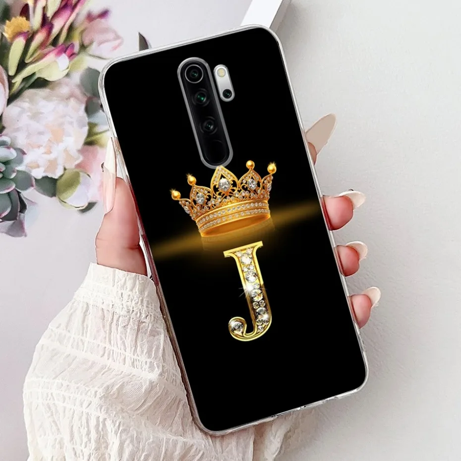 Funda con letra inicial de corona a la moda para Xiaomi Redmi Note 8 Pro Note8 8T, funda de silicona suave TPU para Redmi Note 8 8Pro - imagen 4