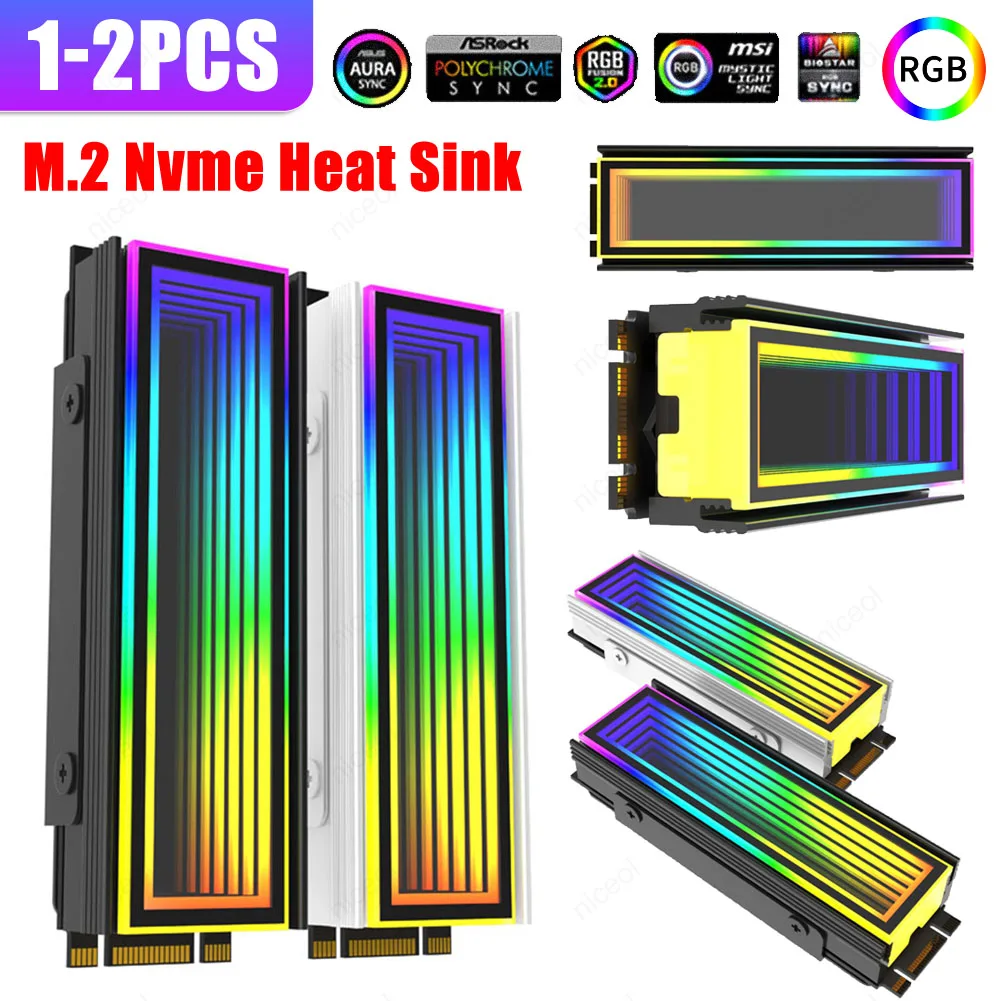 Radiador M.2 Nvme SSD, disipador de calor de refrigeración, 5V, 3 pines, ARGB SSD, AURA Sync, aleación de aluminio, resistencia al calor para M.2 2280 - imagen 2