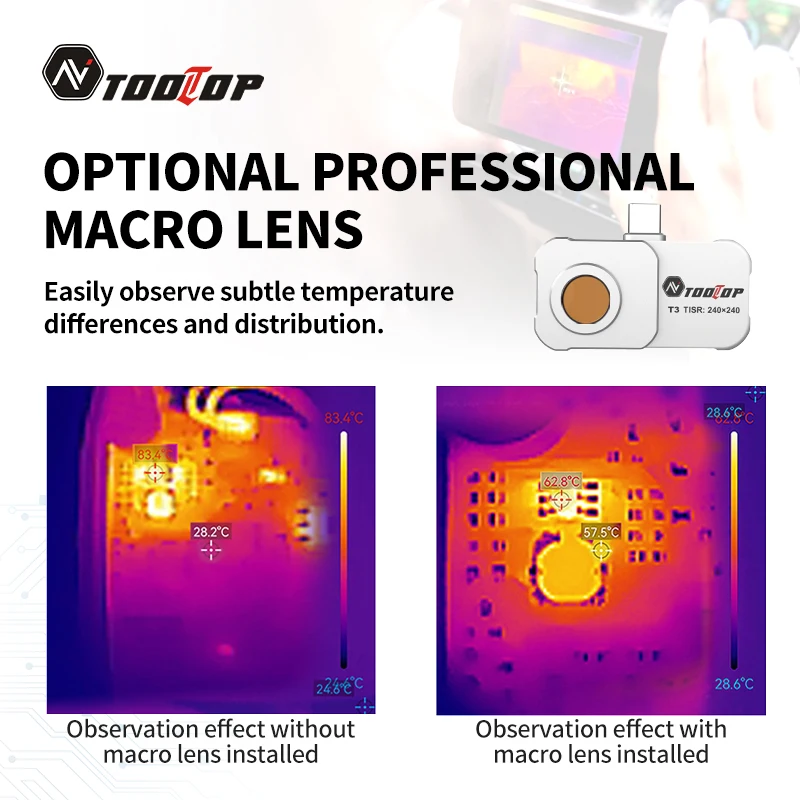 TOOLTOP T3 -20~550 ℃   Cámara de imagen térmica 25Hz alta velocidad de fotograma teléfono móvil cámara térmica tipo C cámara infrarroja TISR 240*240 - imagen 2