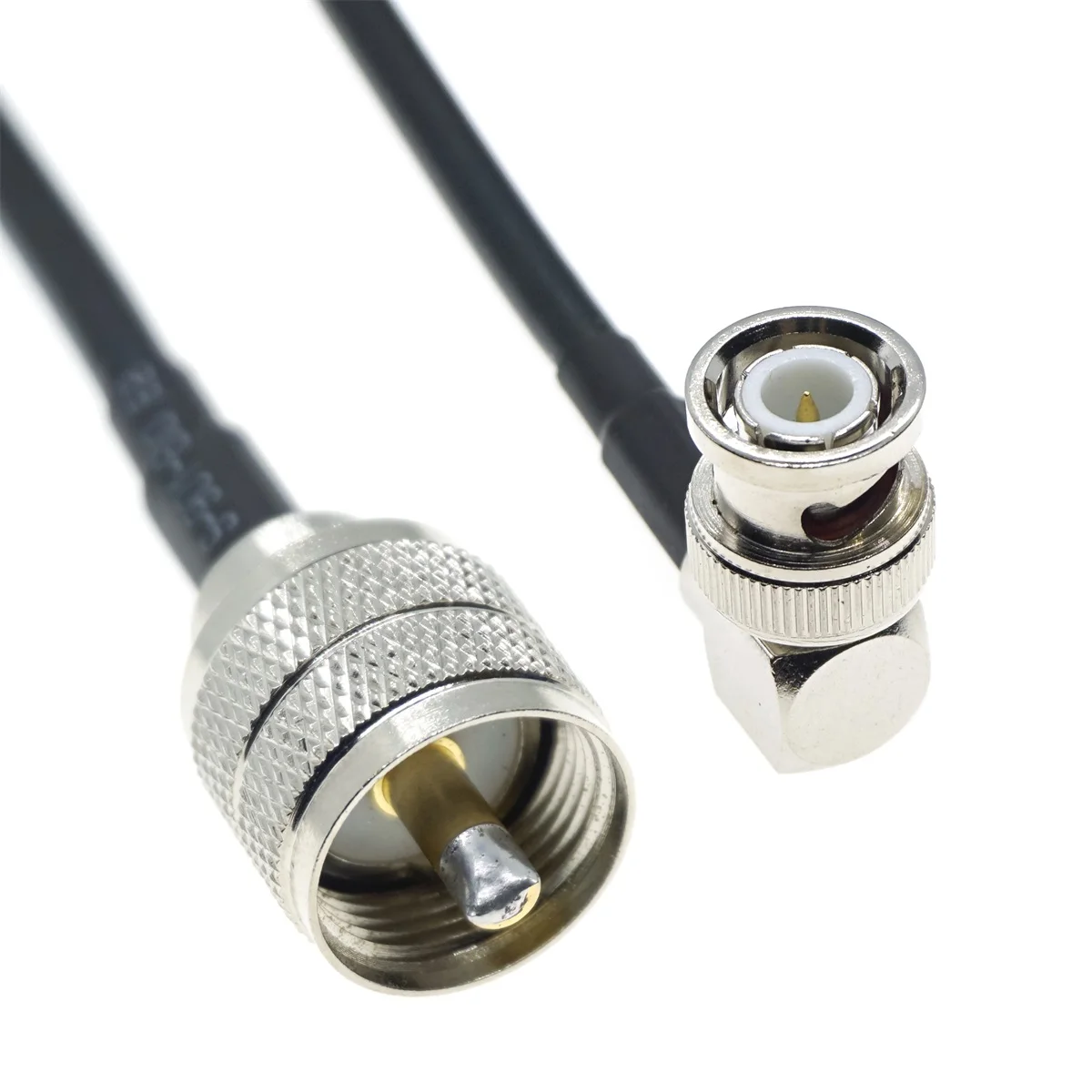 RG58 BNC macho ángulo recto a UHF hembra SO239 engarzado RF coaxial Pigtail Jumper 50ohm Cable
