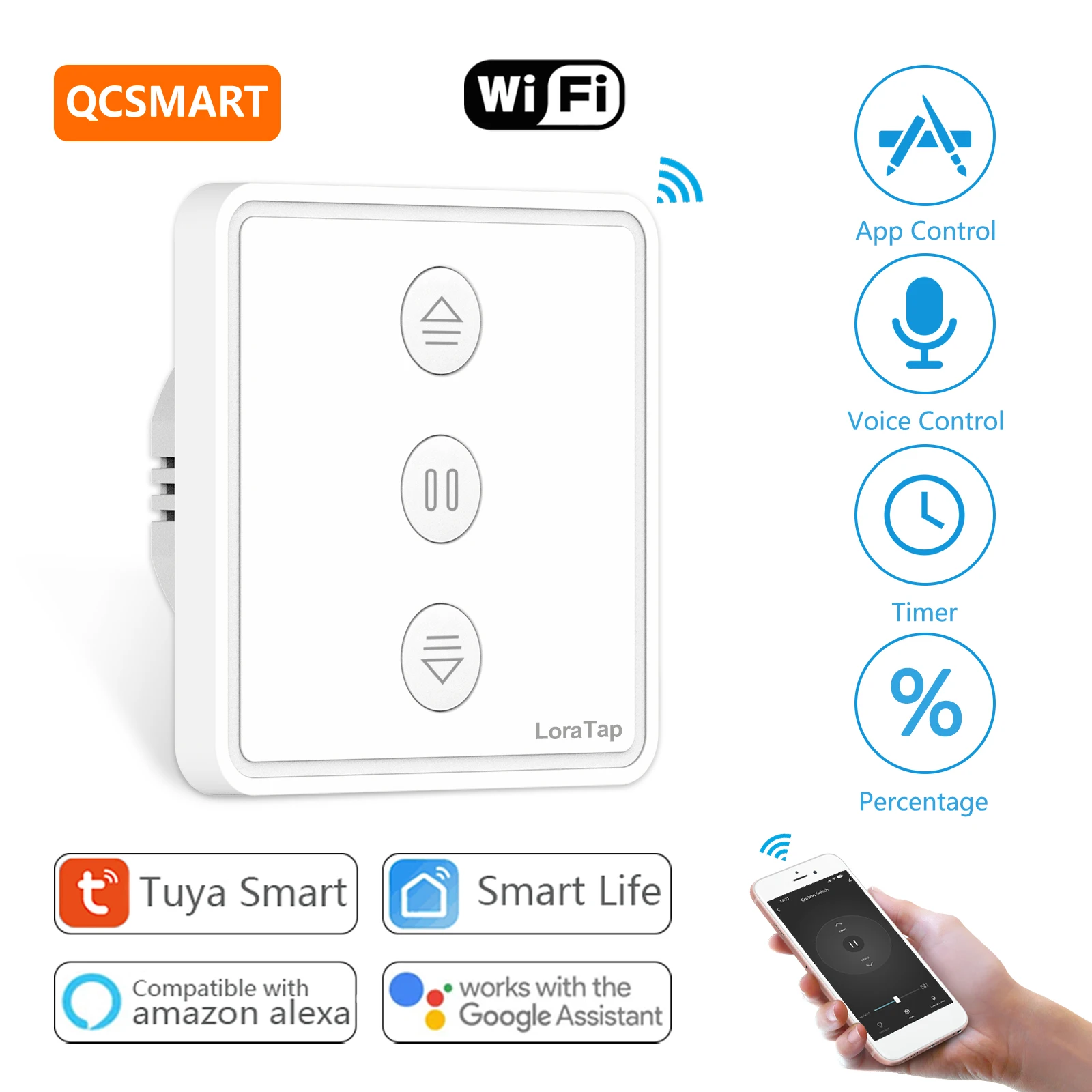 LoraTap Tuya Smart Life cortina persianas eléctricas interruptor de botón Control porcentaje casa domotica asistente de hogar Alexa