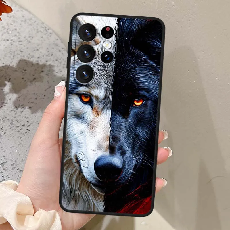 Wolf Art Pattern Cover For Samsung Galaxy Note 20 10 9 8  A24 A34 M13 M31 M32 M52 M62 Ultra Lite Black Phone Case - imagen 3