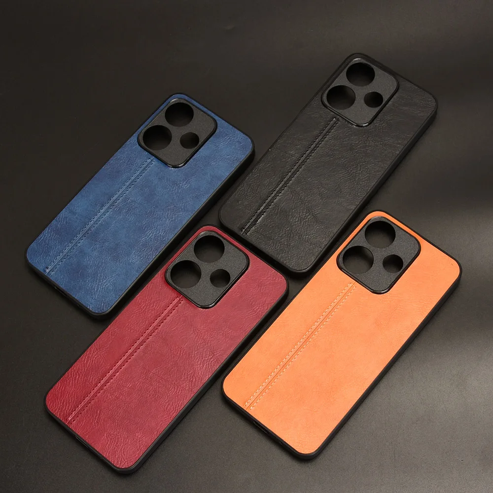 Funda con textura de cuero y tela cosida para Redmi 13 4G, funda ligera para Xiaomi Poco M6 4G - imagen 2