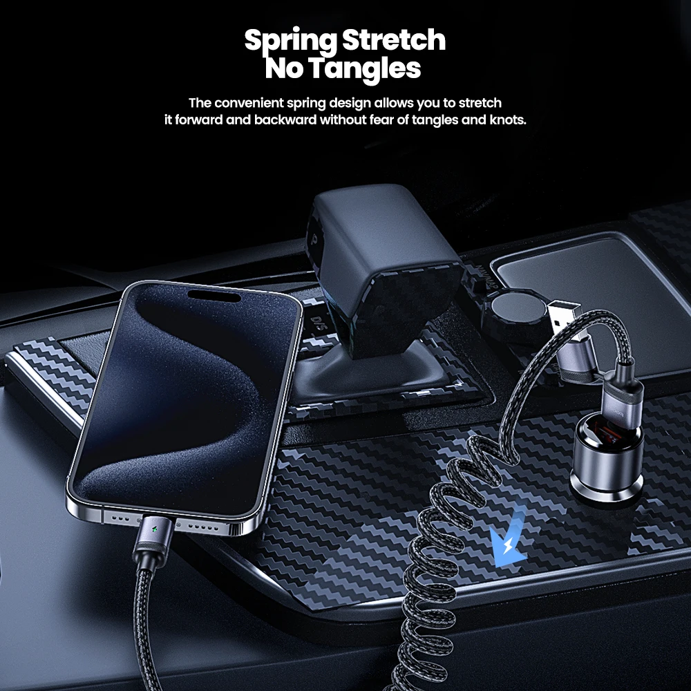 Toocki-Cable USB tipo C 2 en 1 de 60W, carga rápida PD, para iPhone 15, Macbook, Samsung, Xiaomi, POCO, Realme y Huawei - imagen 5