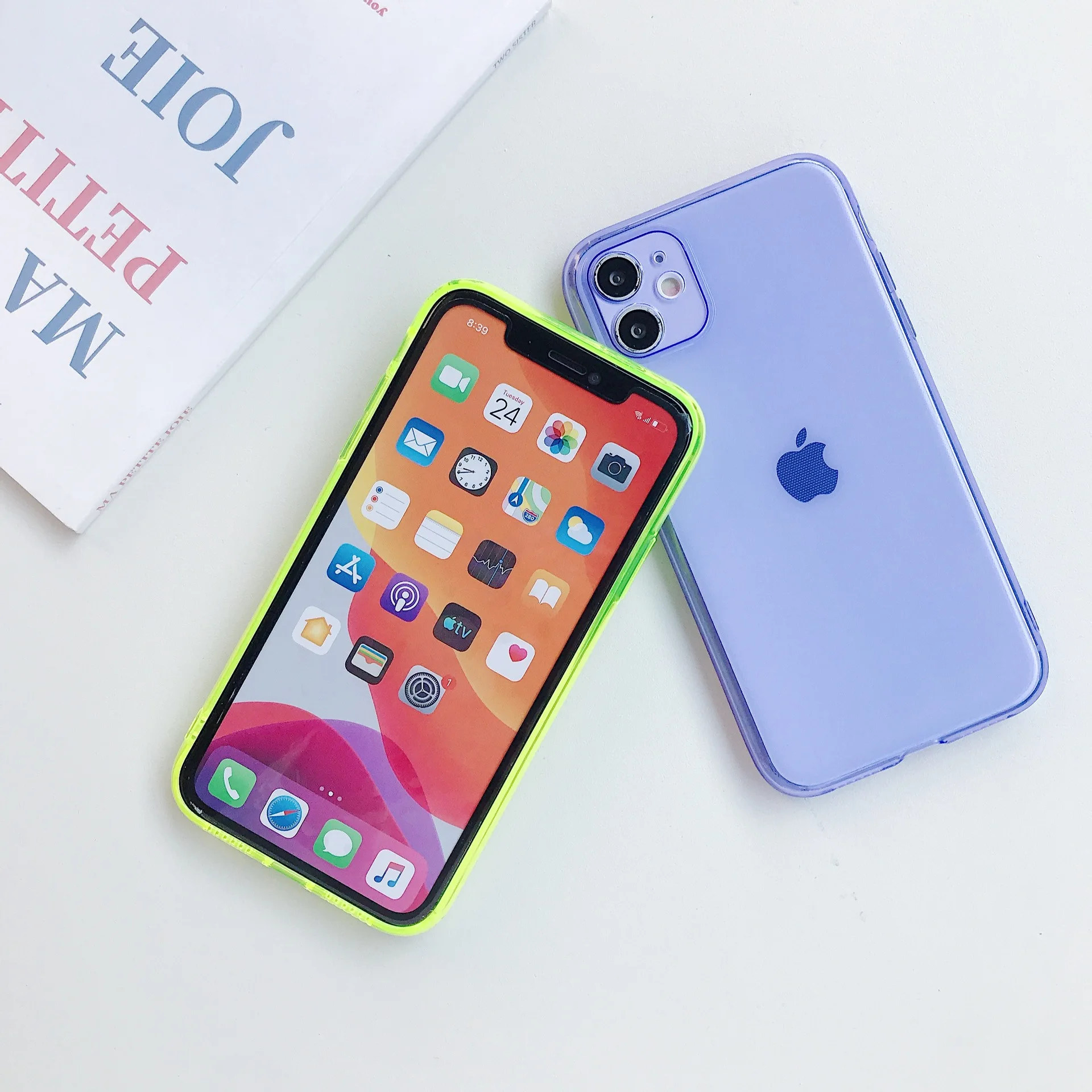 Funda de teléfono de silicona transparente de Color caramelo para iPhone 16 Pro Max 15 Plus 14 16Pro 16Plus iPhone16 accesorios de cubierta azul naranja - imagen 5