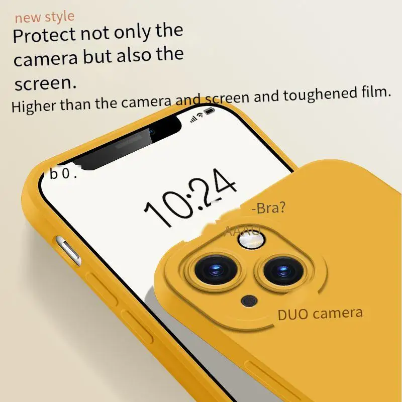 Funda de silicona líquida con protección de marco cuadrado, carcasa suave para Iphone 14, 13, 12 MINI, 11 Pro, XS Max, XR, X, 8, 7 Plus, SE 2020 - imagen 3