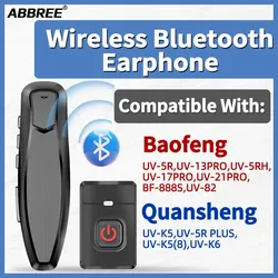 ABBREE Auricular Bluetooth PTT Manos Libres para Baofeng UV-5R