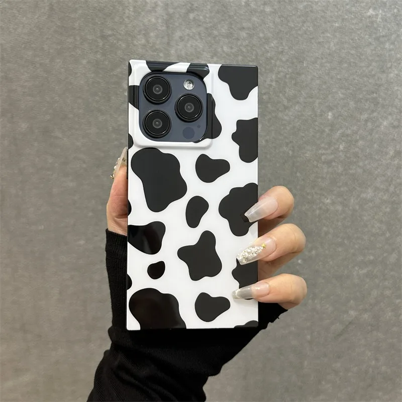 Funda trasera brillante con patrón de rayas de vaca a la moda para iPhone 13 14 15 16 17 Pro Max - imagen 2