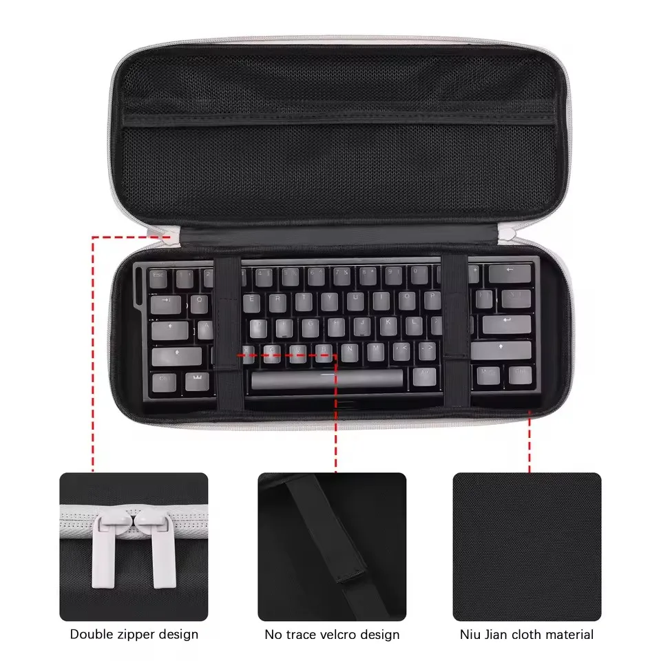 Chosfox-Bolsa de almacenamiento para teclado portátil, bolsa para teclado mecánico de gran capacidad, bolsa protectora impermeable de tela gruesa 60/61/64 - imagen 4