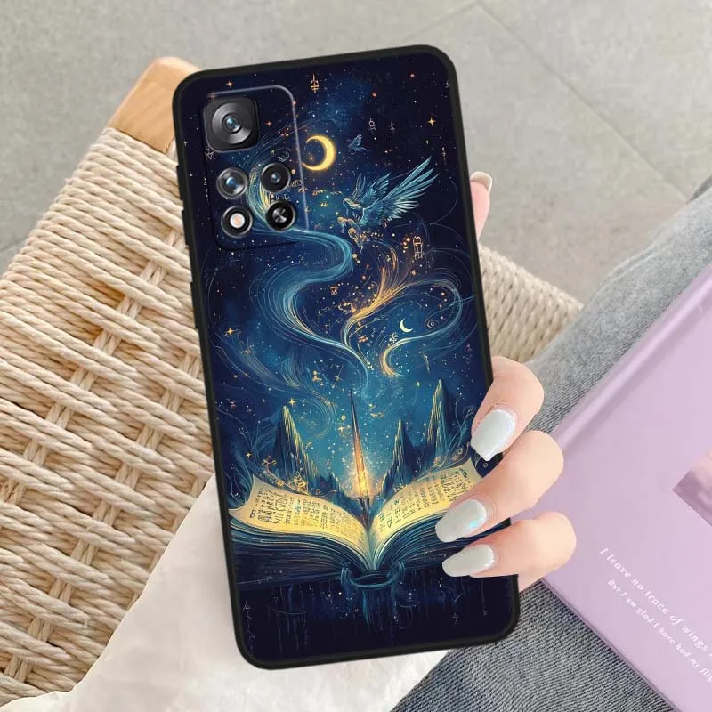 Funda de diseño artístico de estantería para Xiaomi Redmi Note 11T 11 11S 11SE 10 10T 10S 9 9 9T 8T 8 Lite Pro Plus Max funda de teléfono negra - imagen 5