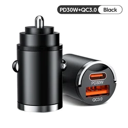 Cargador Coche USB-C 30W Carga Rápida PD para iPhone y Android