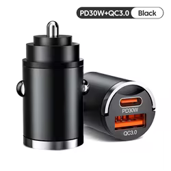 Cargador Coche USB-C 30W Carga Rápida PD para iPhone y Android