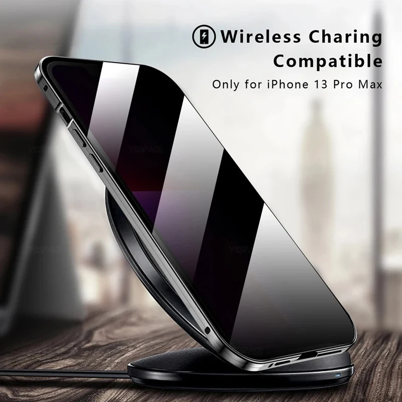 Funda magnética de Metal de vidrio templado de doble cara para iPhone, antimirones cubierta magnética de privacidad para iPhone 11, 12, 13, 14, 15 Pro Max Plus - imagen 5