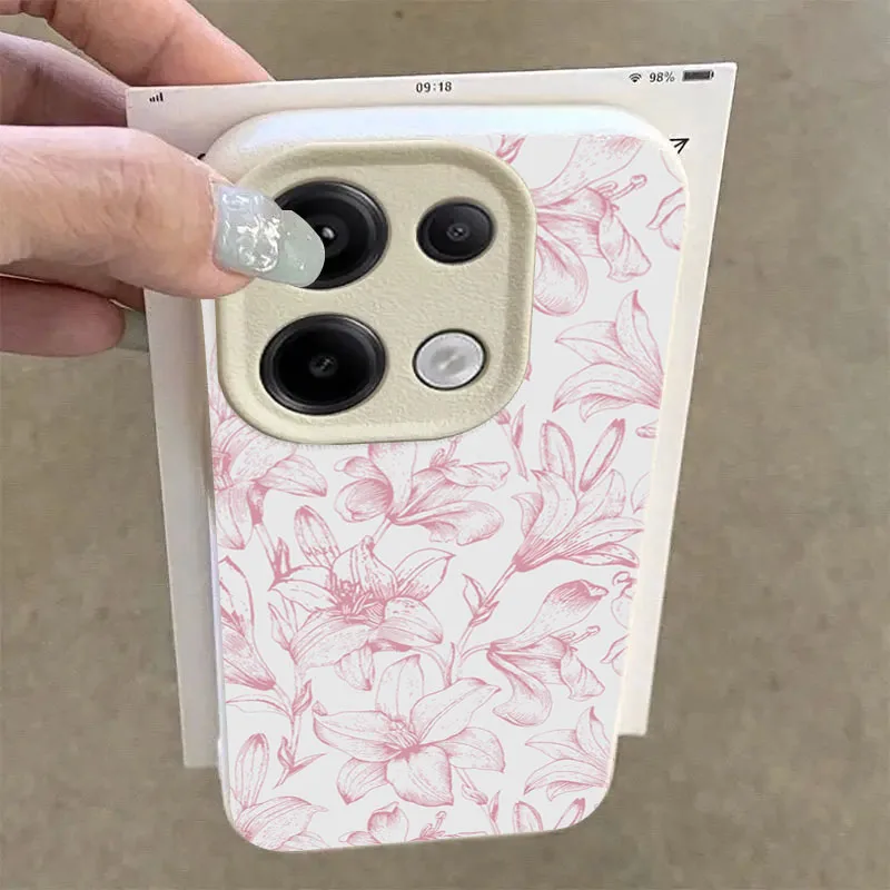 Funda de teléfono con diseño de lirio rosa elegante para Xiaomi Redmi Note 14 13 12 11 10 Pro Plus 5G 12S Redmi 14C 13C, funda suave a prueba de golpes - imagen 3