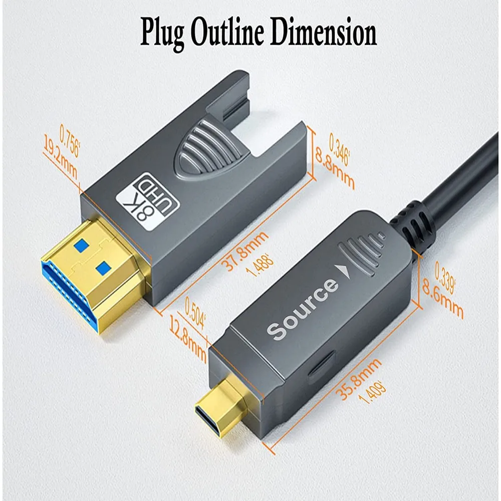 Cable de fibra óptica 8K 2,1, 120Hz, 48Gbs, compatible con HDMI, 2,1/2,0, Cable roscado de Ultra alta velocidad, HDR4:4:4, para TV Box, proyector, PS4 - imagen 4