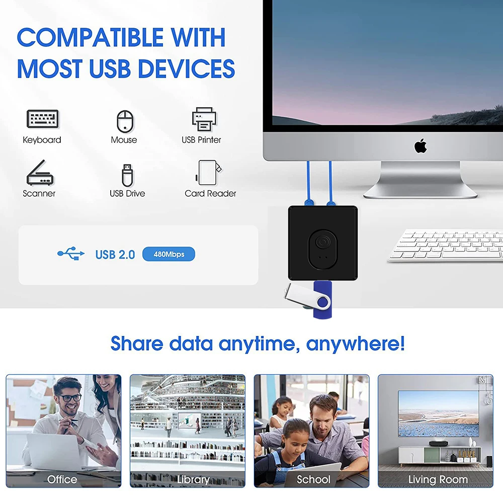 USB 3,0 interruptor USB KVM Selector USB 2,0 USB 3,0 bi-dirección interruptor divisor impresora teclado ratón compartir Macs y windows - imagen 3