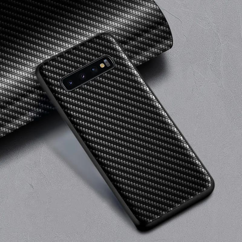 Funda delgada de fibra de carbono a prueba de golpes para Samsung Galaxy S10 Plus Lite S10E 5G, funda protectora antideslizante de cuerpo completo para teléfono