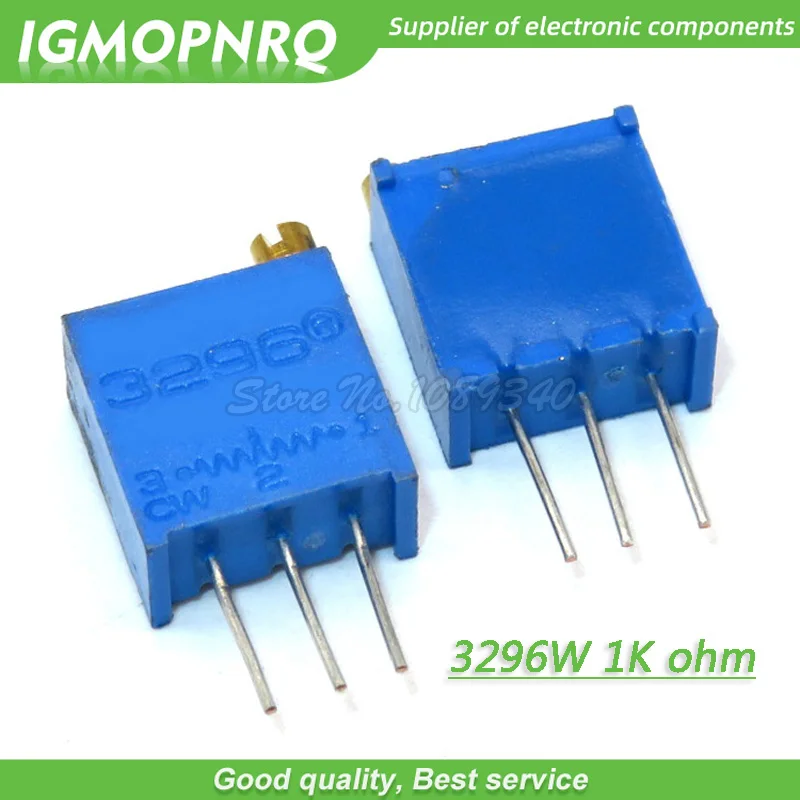 100 unids/lote 3296W-1-102LF 3296W 102 1K ohm potenciómetro recortador multivuelta de regulación superior resistencia Variable de alta precisión