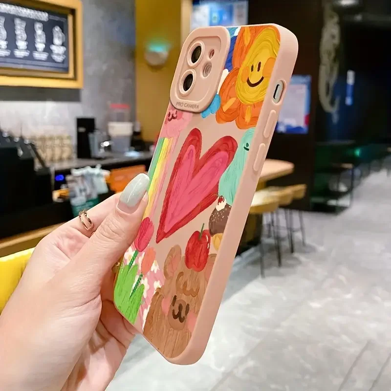 Funda con diseño de corazón arcoíris y oso de flores de amor para Samsung Galaxy S25 S24 S23 Ultra S22 Plus S21 FE A56 A35 A55 A54 A33 A53 - imagen 4