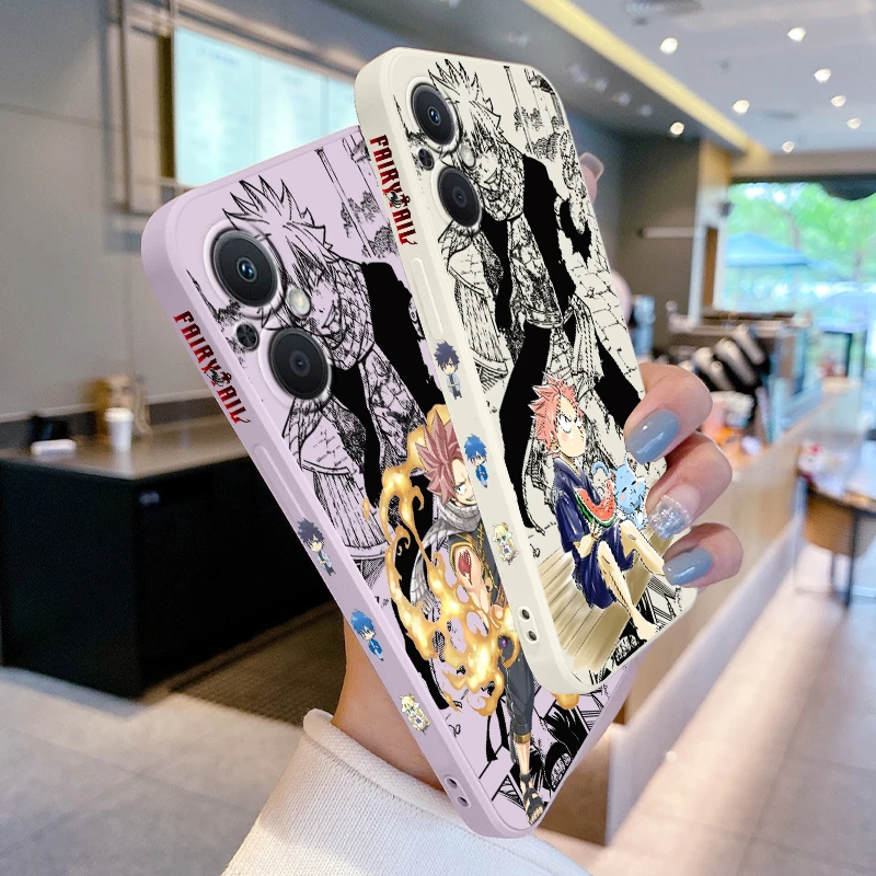 Funda de teléfono de Anime Fairy Tail para OPPO Find X5 X3 X2 Lite Pro Neo A5 A53 A94 4G 5G Liquid Left Rope Soft Cover - imagen 5