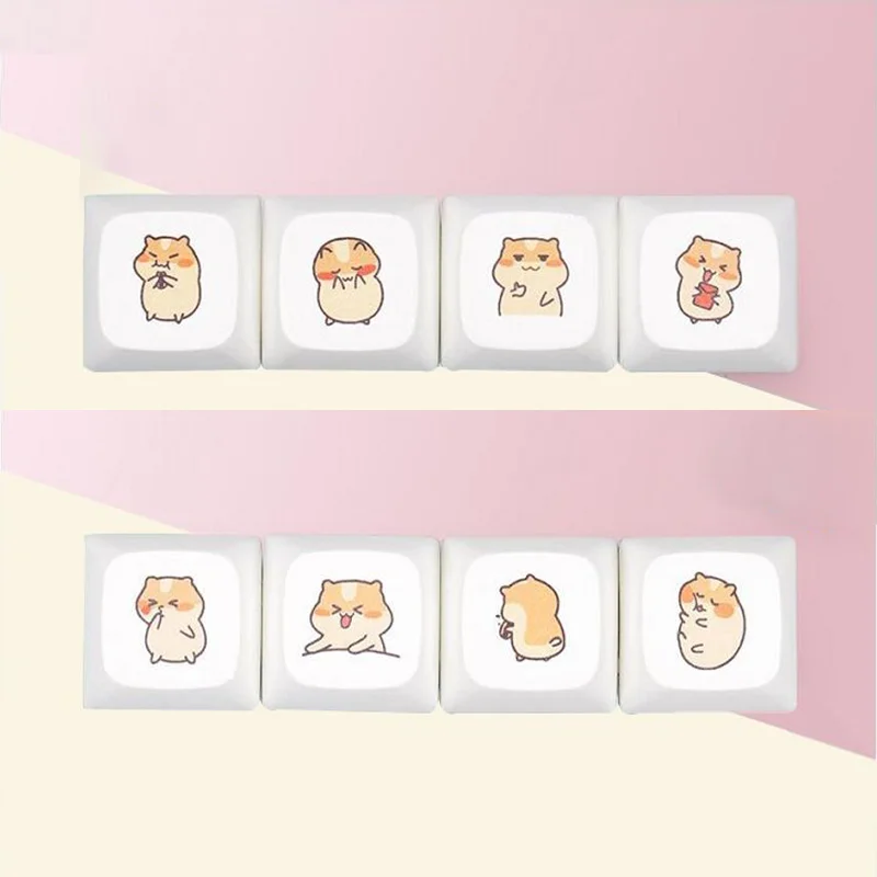 Idobao 4/12 Uds XDA teclas novedosas blancas teclas suplementarias lindo patrón de hámster tapas de teclado Kawaii para interruptores MX - imagen 5
