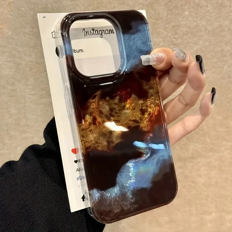 Funda de empalme de lujo azul negro marrón para iPhone 16 Pro Max fundas iPhone 15 14 13 12 11 XS Max XR X 7 8 Plus cubierta transparente