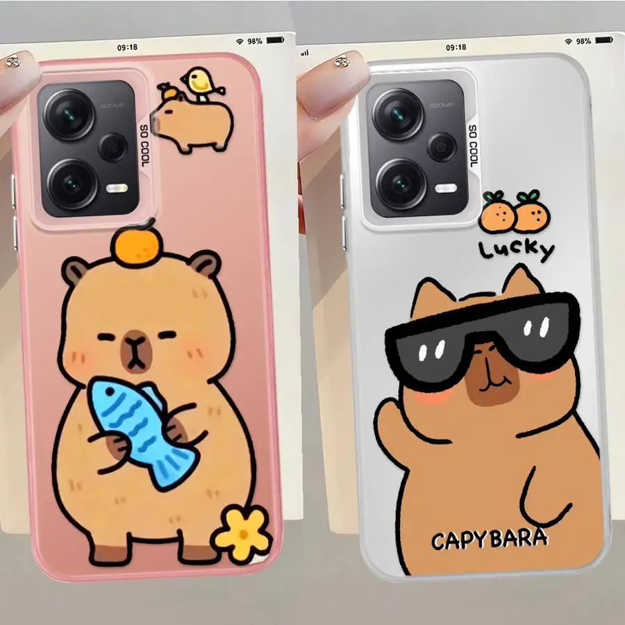Funda trasera de teléfono con patrón de capibara para Xiaomi Redmi 14C K60 A5 A1 A2 Plus 13C 9C 9T 10C 12C