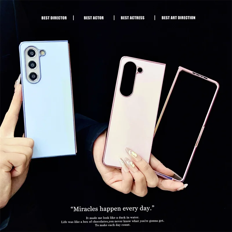 Funda de teléfono con revestimiento de vidrio templado para Samsung Galaxy Z Fold 6 5 4 3 5G Z Fold6, funda protectora dura ultrafina mate a prueba de golpes - imagen 4