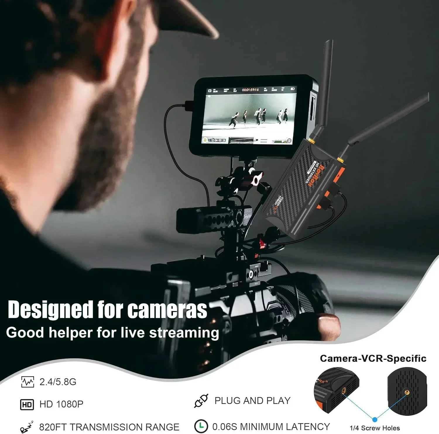 Adaptador Dongle de pantalla inalámbrica de 200m, receptor transmisor de vídeo 1 a 3 4, extensor HDMI para cámara PS4, PC, portátil a proyector de TV - imagen 4