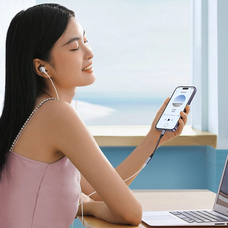 Cable auxiliar Jack de 8 pines a 3,5mm para iPhone 14 13 12 11 Pro Max IOS 14 adaptador macho a hembra conector de auriculares divisor de Audio - imagen 5