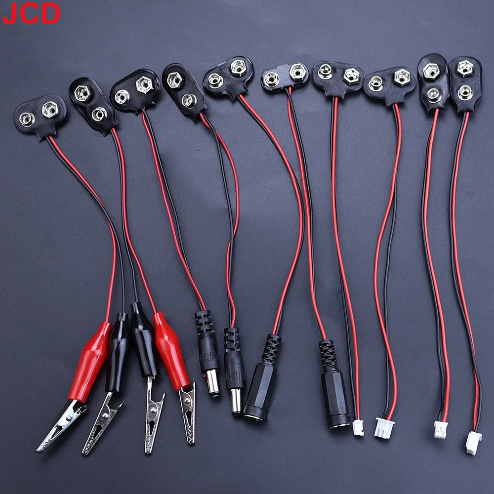 Conector de batería de 9V, Clips de alimentación, conector CC macho hembra, adaptador a presión de cocodrilo, Cable de soporte, enchufe de plomo de 9 voltios, barril, 5 uds. - imagen 4