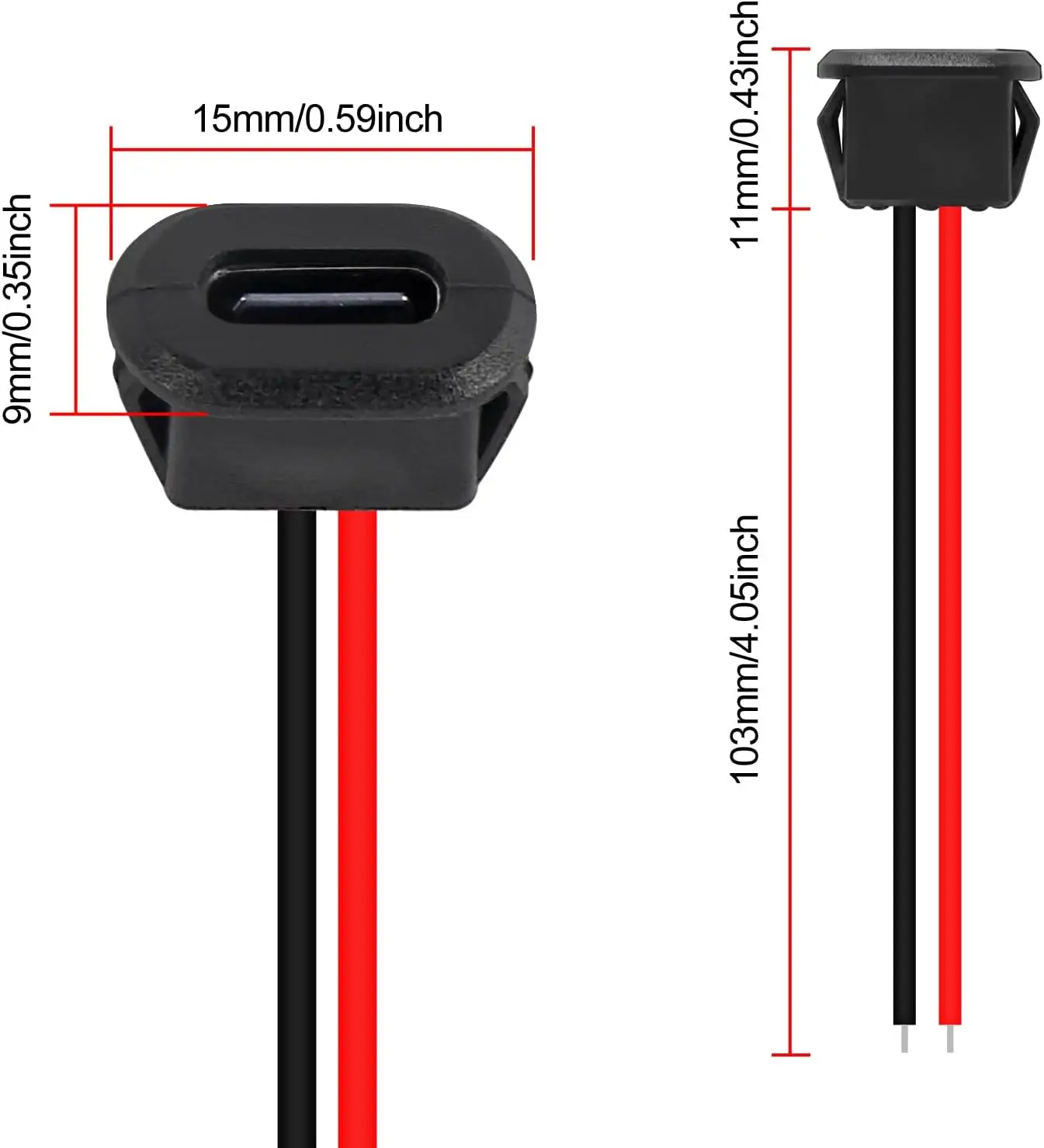 Conector USB tipo C hembra de 2 pines, resistente al agua, con enchufe hembra, puerto de carga de carga rápida, enchufe de cargador USB-C, 10 Uds. - imagen 5