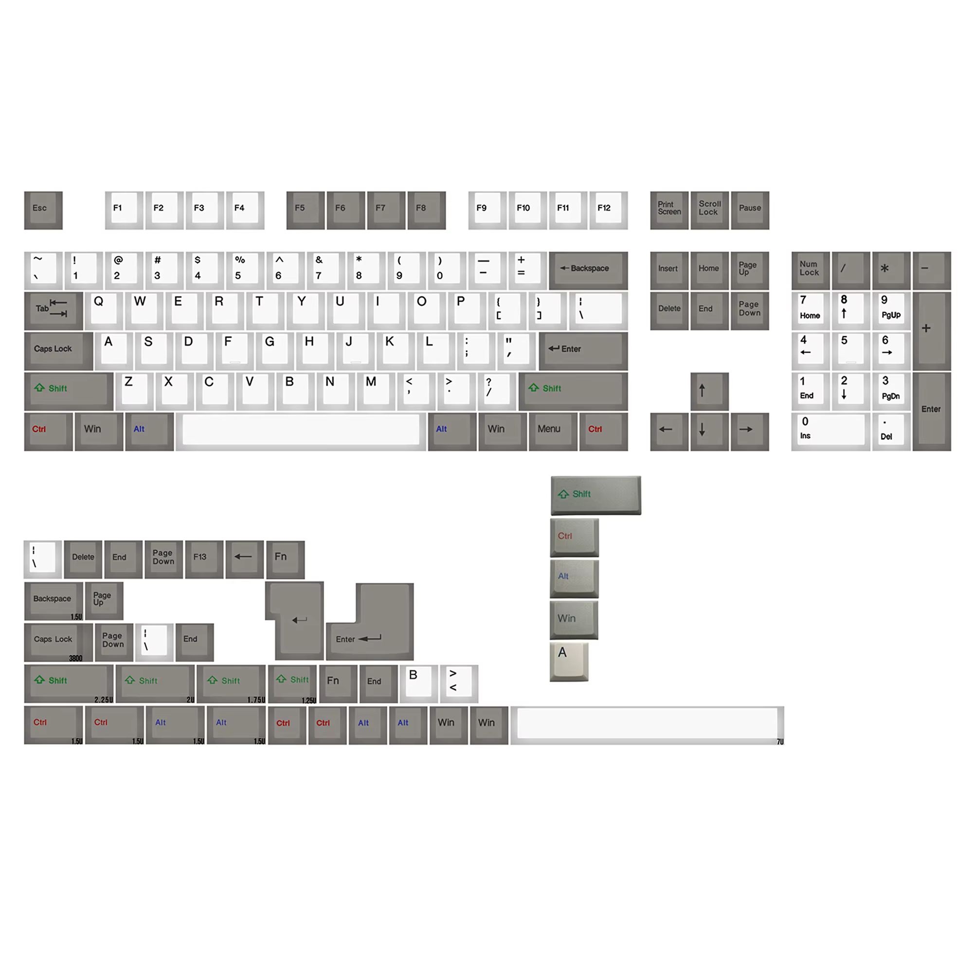 Keycaps Doble Shot Vintage Blanco Gris – Taihao OEM Cubic - imagen 4