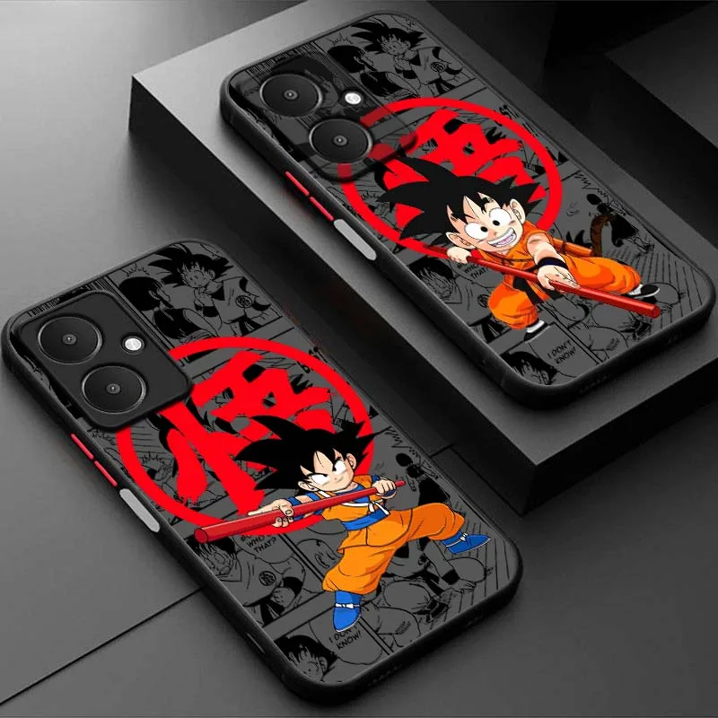 D-Dragon Ball dibujos animados Goku diversión para Xiaomi Poco X6 X5 X4 M6 M5 F6 F5 C65 Pro GT 5G funda de teléfono translúcida esmerilada