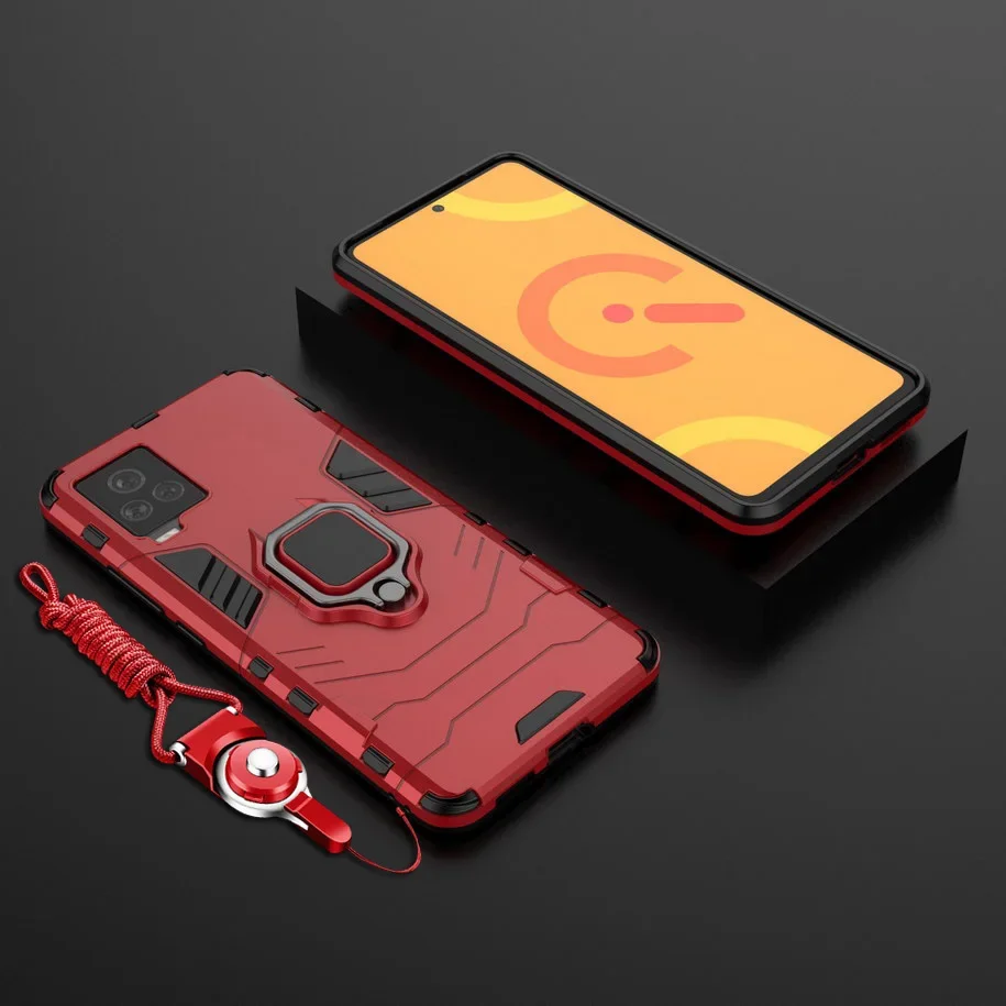 Funda híbrida con tira para VIVO IQOO 7, carcasa para IQOO U3 5 Pro, protector de teléfono con soporte para VIVO X60 Pro Y52S Y20 V20 Y73S S7 - imagen 3