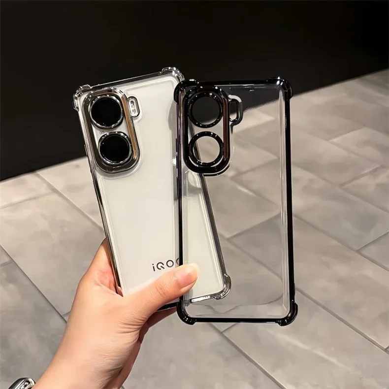 Para VIVO IQOO Neo 10 Pro Plus 9 Pro 9S chapado cuatro esquinas funda antigolpes protección de lente cubierta protectora de silicona parachoques - imagen 5