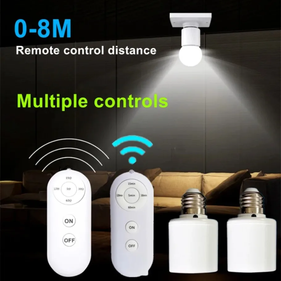 Mehrere Steuerungen E27 Drahtlose Fernbedienung Smart Timer Schalter Lampe Halter 110V 220V Multi Licht Timer Schalter für Zimmer Schlafzimmer - imagen 4