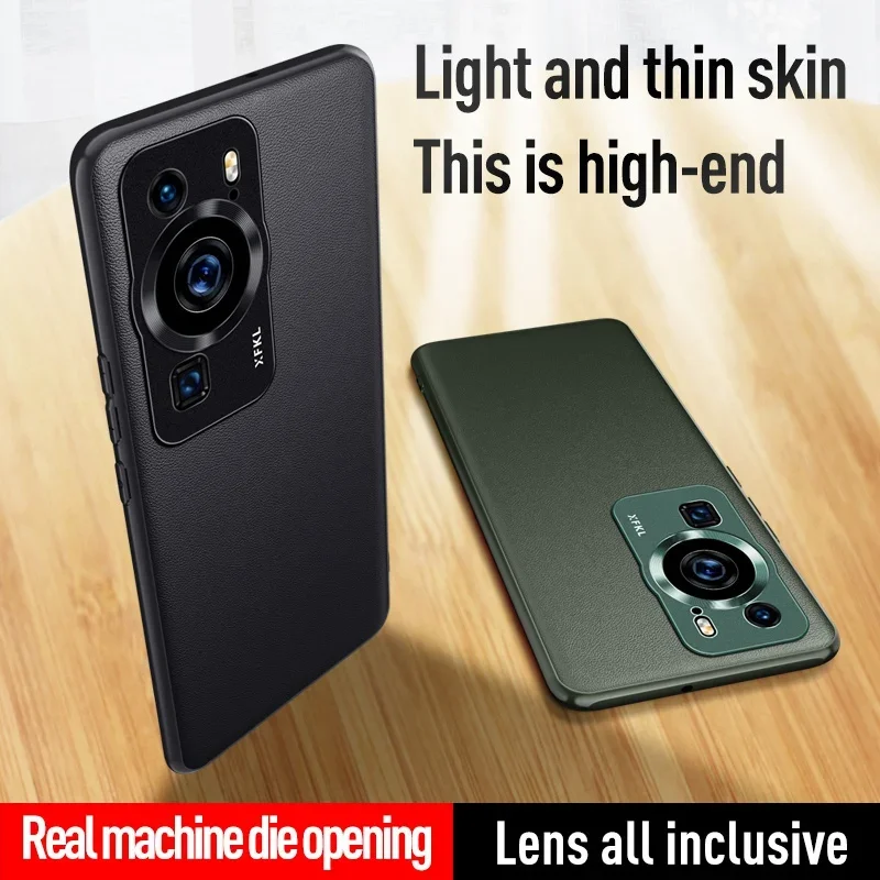Funda de cuero de lujo para Huawei P60 Pro, cubierta de silicona mate, lente de Metal, protección completa, funda de teléfono para Huawei P60Pro Coque - imagen 2