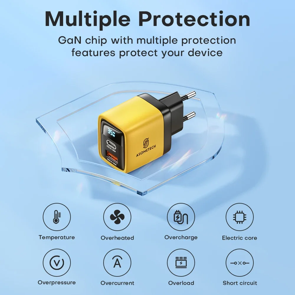 Cargador USB-C GaN con pantalla LED y carga rápida para iPhone - imagen 3