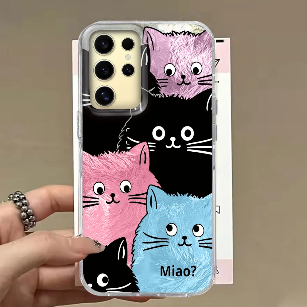 Para Samsung Galaxy S25 S24 S23 S22 S21 Plus Ultra S20 FE línea gato gradiente patrón de vórtice parachoques parte trasera dura a prueba de golpes funda de teléfono - imagen 5