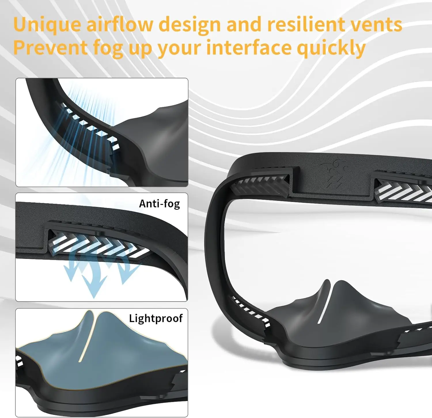Marco de interfaz Facial de 2 piezas, almohadilla nasal antifugas, cubiertas faciales de espuma extraíbles, reemplazo de cojín para Oculus/Meta Quest 2 - imagen 3