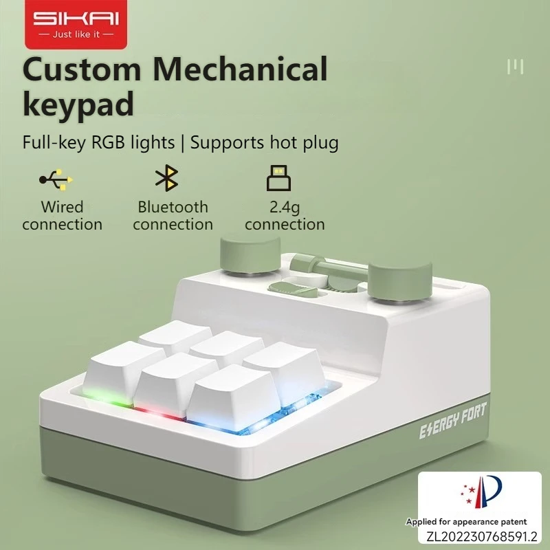 Teclado de tres modos RGB, tecla completa personalizada, intercambiable en caliente, perilla de teclado personalizado, Teclado mecánico de oficina multifunción Bluetooth - imagen 3