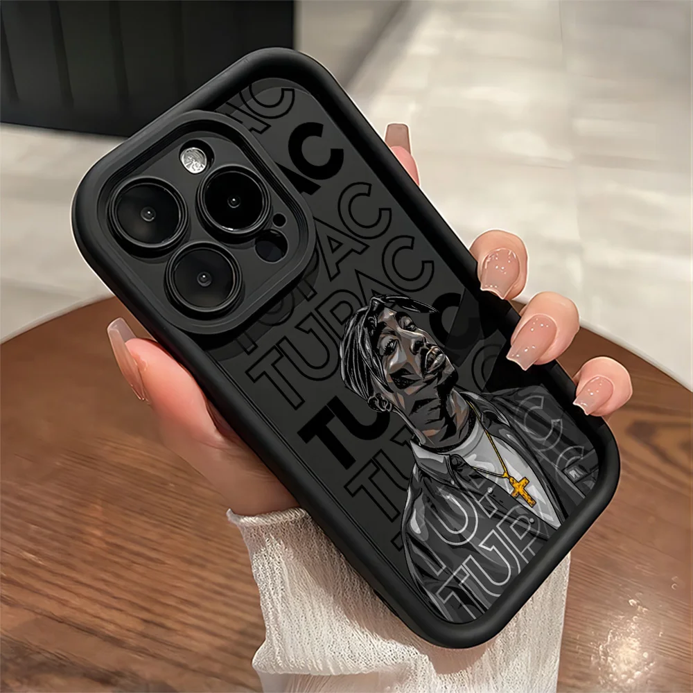 Funda de teléfono Rapero 2pac Singer Tupac para IPhone 16e 16 15 14 13 12 11 Pro Max Mini XR XS X 7 8 6 6s Plus, funda trasera suave de TPU - imagen 5